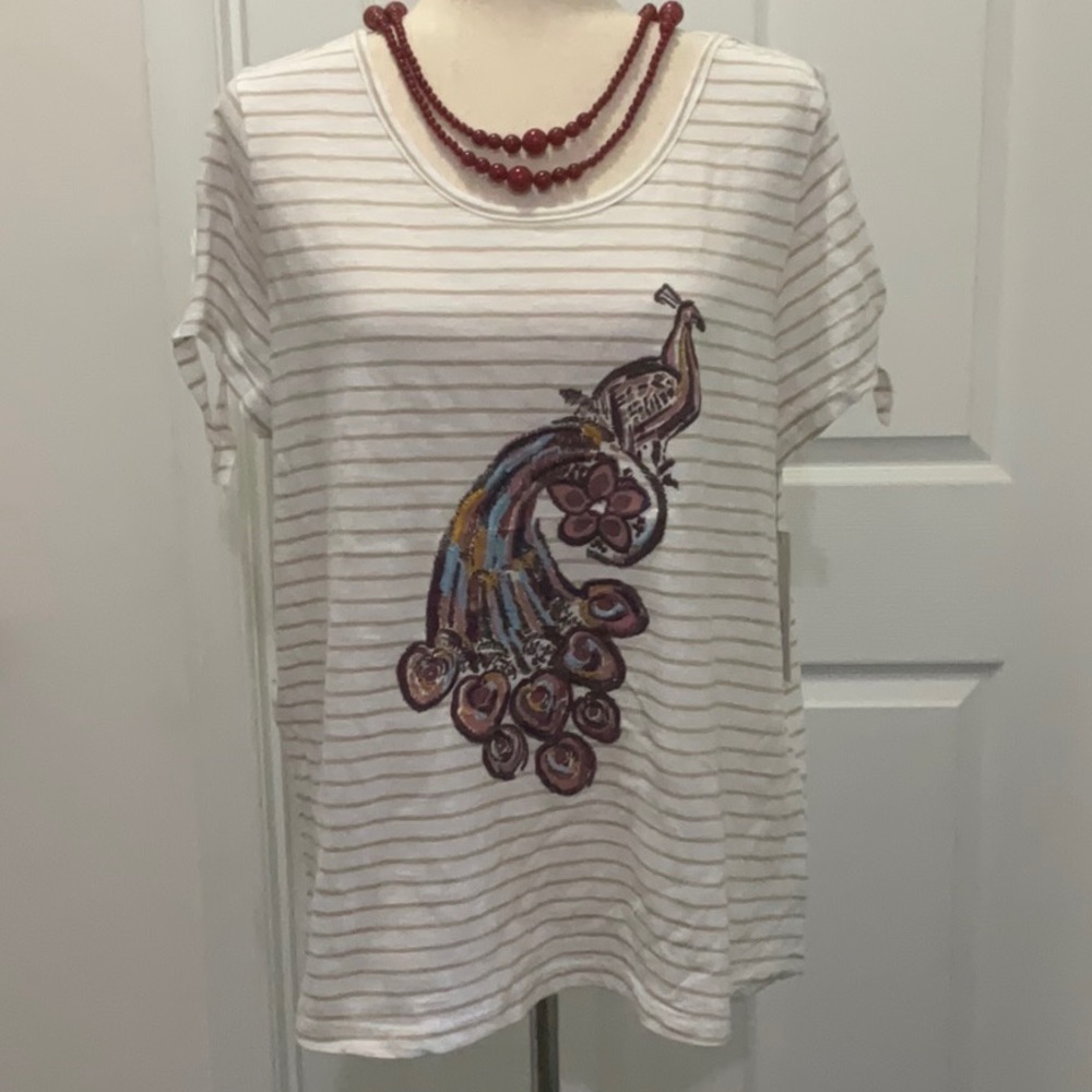 Sonoma Striped Peacock Graphic Tee